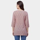 Women's Pink Notch Neck Floral Printed Kurti, हल्का गुलाबी, small