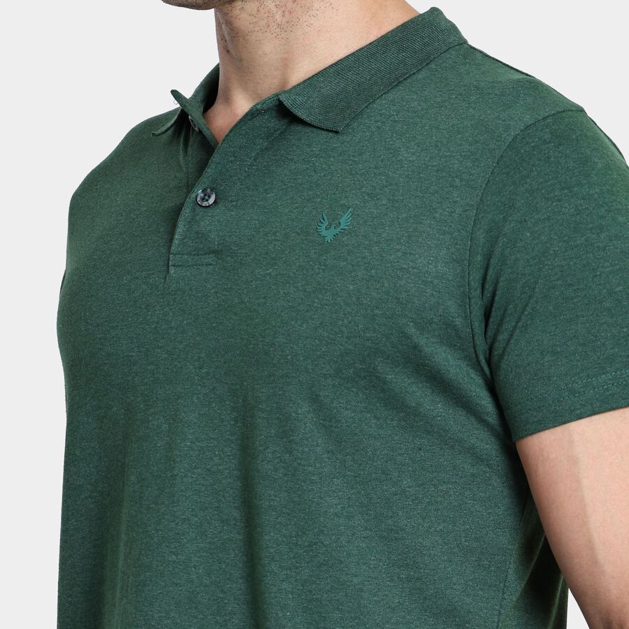 Men's Collared Half Sleeves T-Shirt, गहरा हरा, large image number null
