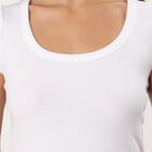 Women's White Round Neck Graphic T-Shirt, White, small