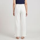 Women's White Regular Fit Elastic Waist Palazzos, ऑफ व्हाइट, small