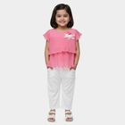 Girls Fuchsia Layered Top and White Capri Set, Fuchsia, small