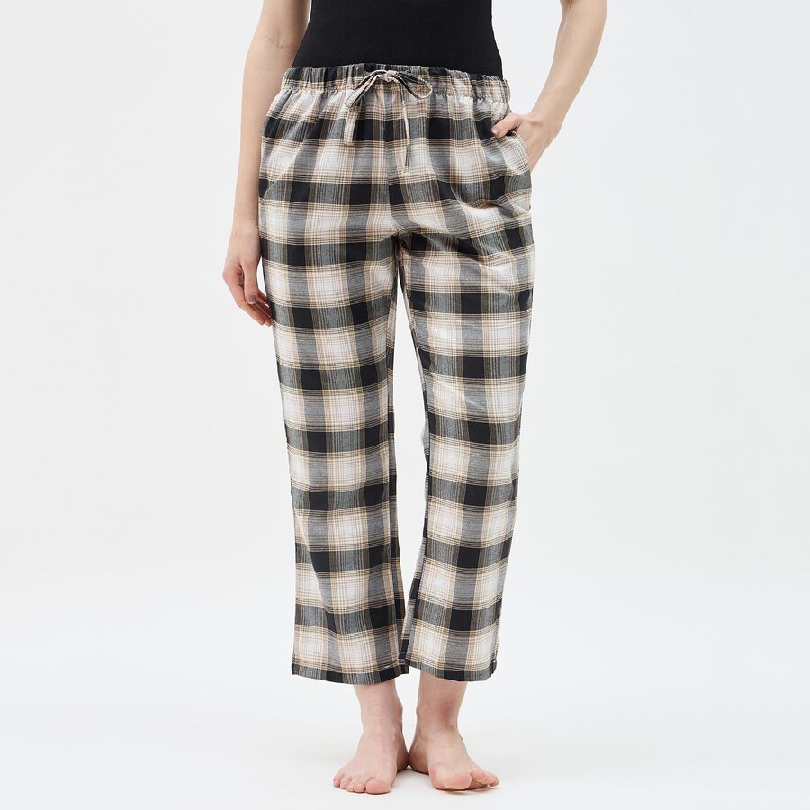 Women's Muted Charcoal Gray Relaxed Fit Solid Pyjama, गहरा पीला, large