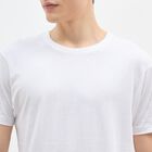 Men's Snow White Round Neck Casual T-Shirt, White, small