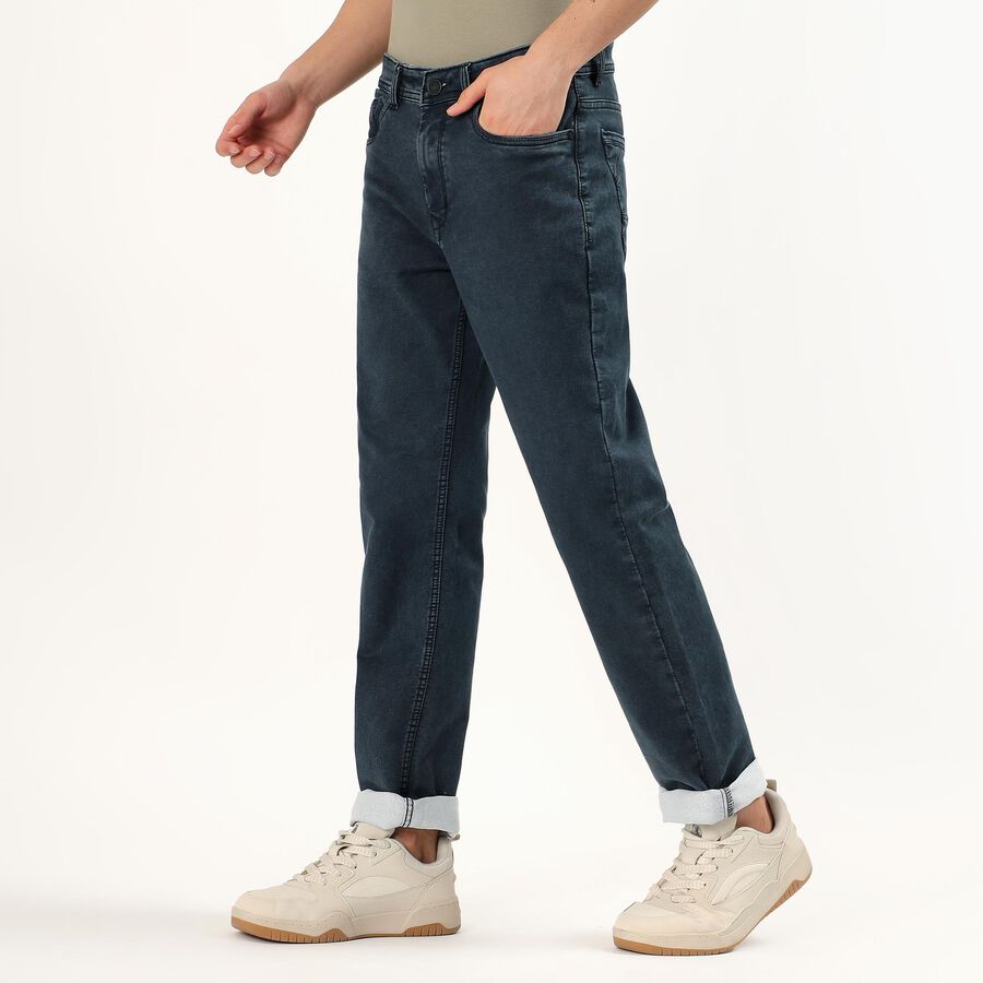 Men's Dark Blue Straight Fit Jeans, Dark Green, large