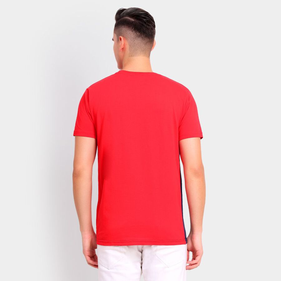 Men's 100% Cotton Round Neck Half Sleeves T-Shirt, लाल, large image number null