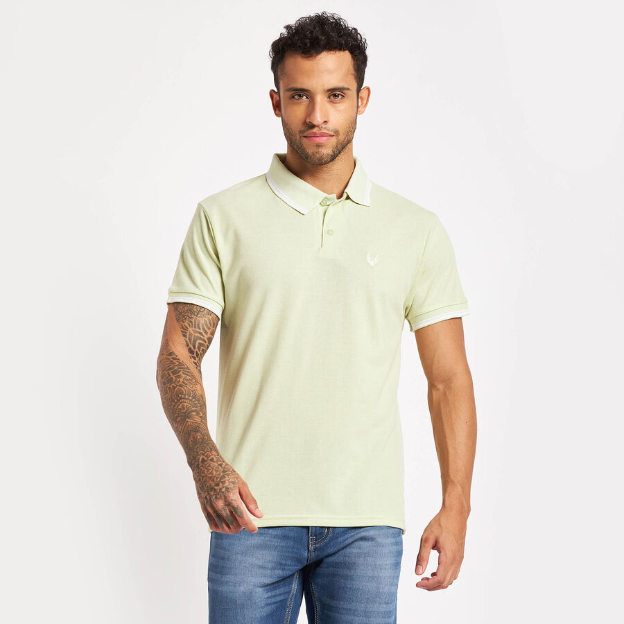 Solid Polo Shirt, Light Green, large image number null