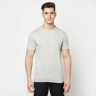 Solid Round Neck T-Shirt, Melange Mid Grey, small image number null