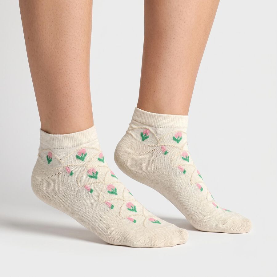 Women's Multi-Color Regular Fit Floral Pack of 3 Socks, Assorted, large