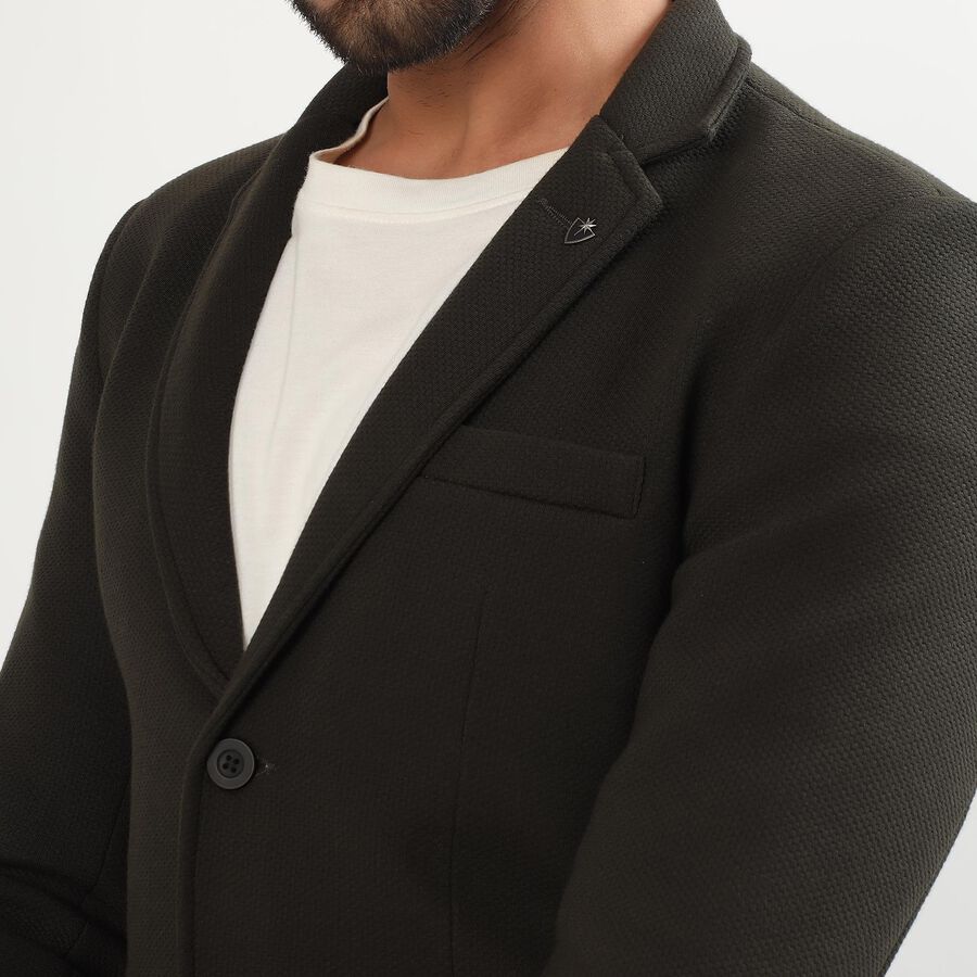 Men's Dark Green Slim Fit Single-Breasted Blazer, Dark Green, large image number null