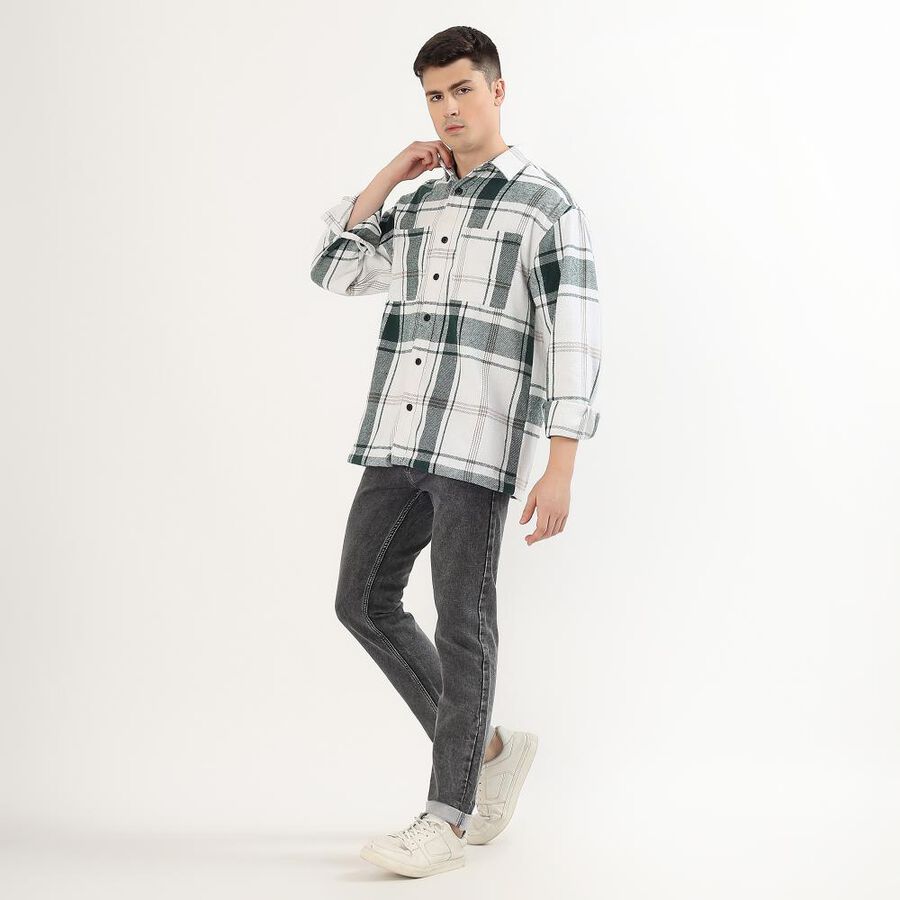 Men's Dark Forest Green and White Plaid Classic Casual Shirt, Dark Green, large
