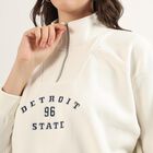 Women's Off-White Half Zip Casual Sweatshirt, Off White, small image number null
