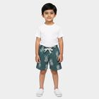 Boys Olive Green Regular Fit Printed Elastic Waist Bermuda Shorts, ओलिव, small