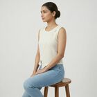 Women's Off-White Round Neck Casual Top, Off White, small
