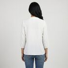 Women's White Embroidered Mandarin Collar Regular Fit Shirt, सफ़ेद, small