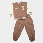 Boys' Beige Round Neck Applique Baba Suit, Beige, small