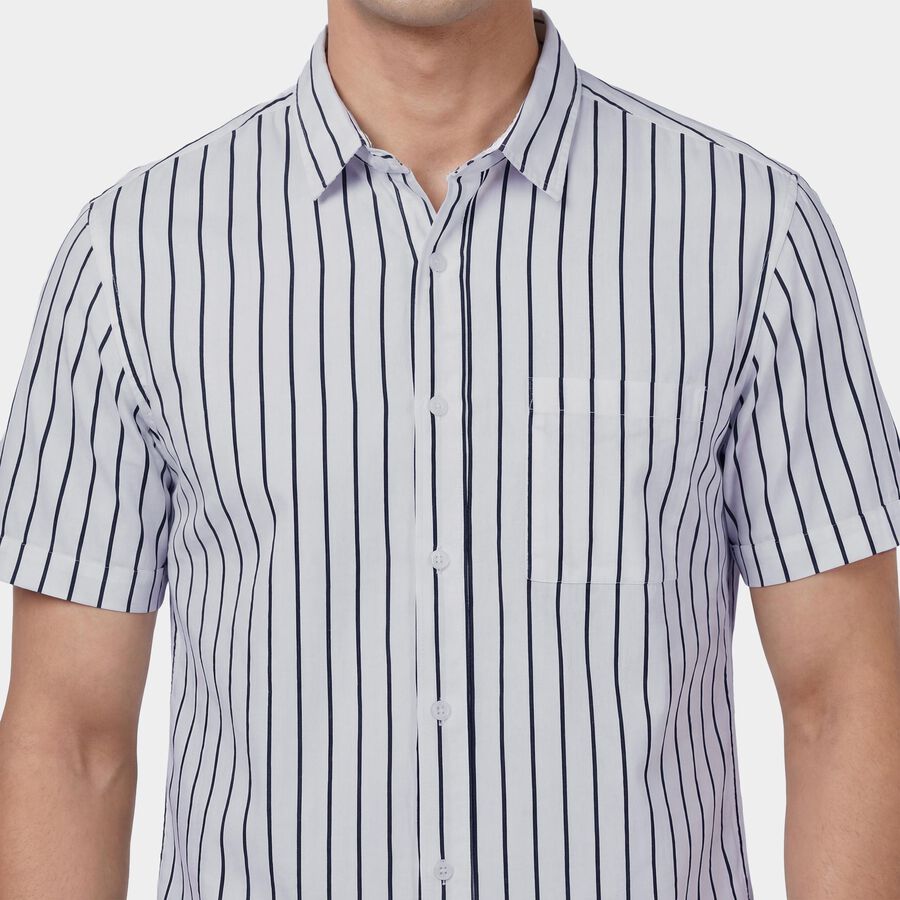 Men's White Cotton Spread Collar Classic Casual Shirt, सफ़ेद, large