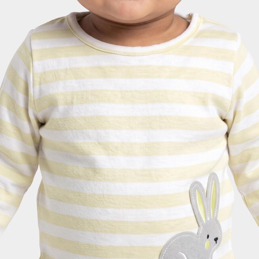 Infants Yellow Cotton Round Neck Regular T-Shirt, Yellow, large