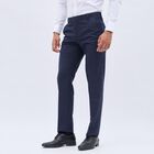 Men's Fixed Waist Slim Fit Formal Trousers, Navy Blue, small image number null