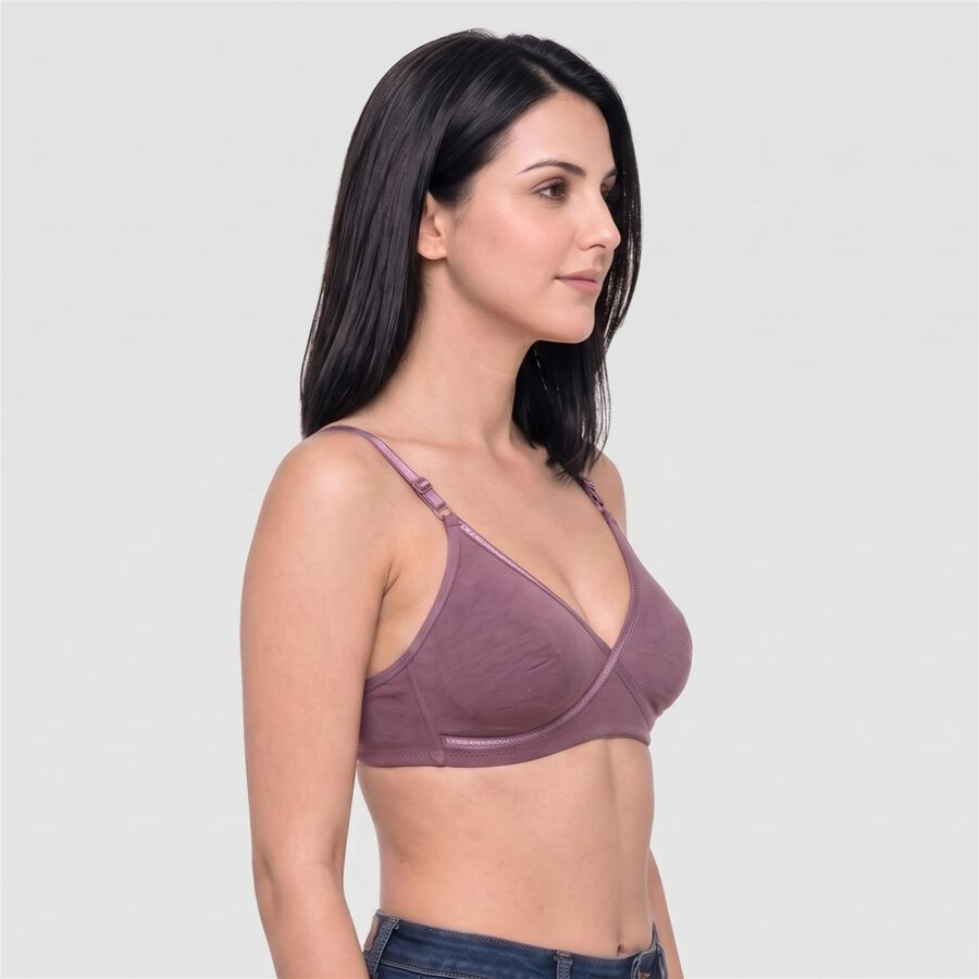 Women's Purple V-Neck Bralette Bra, बैंगनी, large