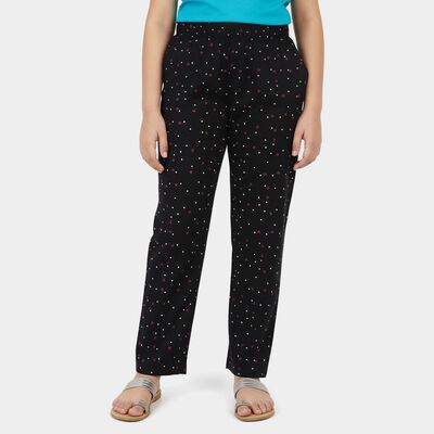 Girls' Black Cotton Blend Pyjama