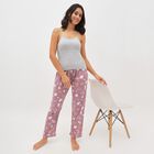 Women's Dusty Mauve Printed Full-Length Pyjama, Lilac, small image number null