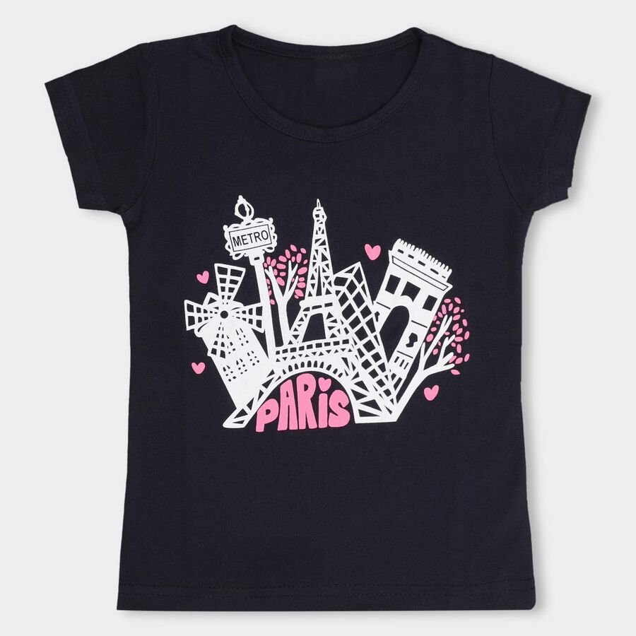 Girls' T-Shirt, Navy Blue, large image number null
