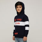 Boys Deep Midnight Navy Blue Hoodie Neck Casual Sweatshirt, Navy Blue, small image number null