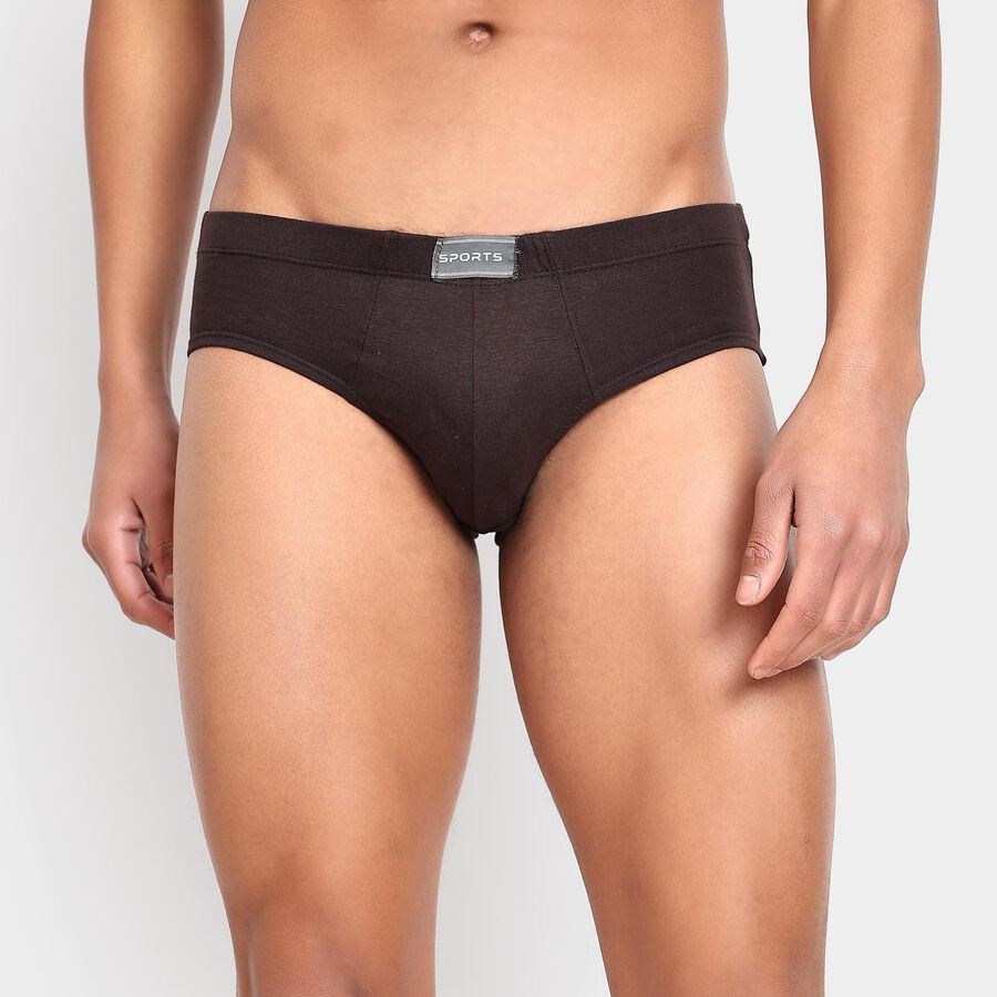 Men's 100% Cotton Briefs , भूरा, large