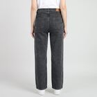 Women's Dark Grey Straight Fit Patch Pocket Jeans, गहरा ग्रे, small