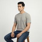 Men's Grey Round Neck Minimalist T-Shirt, हल्का ग्रे, small