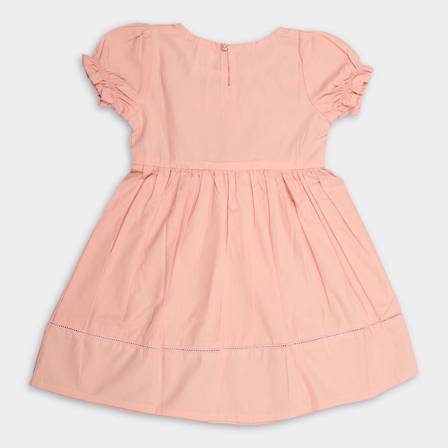 Girls' 100% Cotton Frock, पीच, large image number null