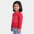 Girls' Fuchsia Crew Neck Graphic Print Sweatshirt, Fuchsia, small