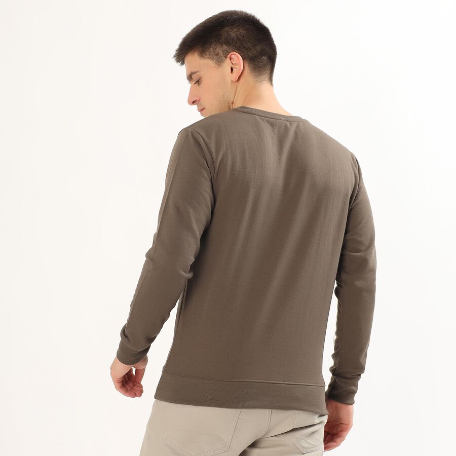 Men's Muted Olive Green Crew Neck Casual Sweatshirt, Khaki, large image number null