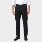 Men's Navy Blue Slim Fit Flat-Front Chino Trousers, नेवी ब्लू, small