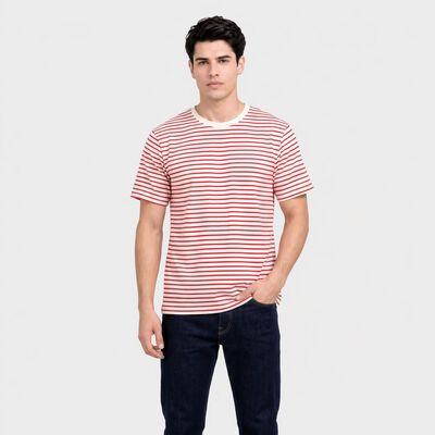 Men's Light Pink Cotton Round Neck Regular T-Shirt