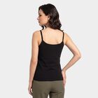 Women's Black Cotton Scoop Neck Camisole Slip, काला, small