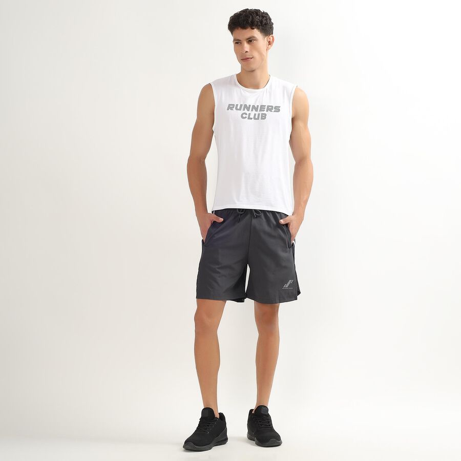 Men's Charcoal Grey Regular Fit Placement Printed Bermuda Shorts, Dark Grey, large image number null