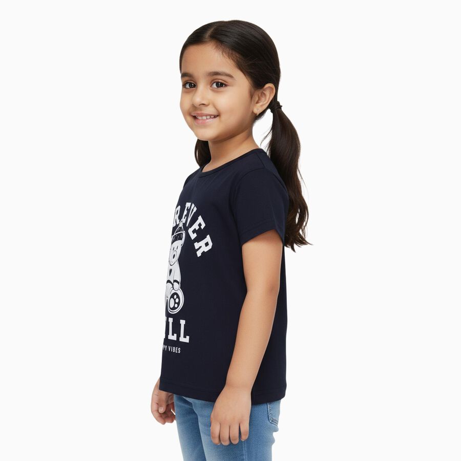Girls' T-Shirt, नेवी ब्लू, large image number null
