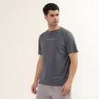 Men's Dark Steel Blue Crew Neck Athleisure Drifit T-Shirt, Mid Blue, small