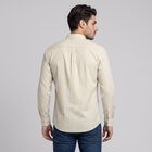 Men's Beige Cotton Striped Shirt, Beige, small