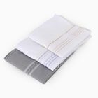 Men's White and Grey Checked Pack of 3 Handkerchief, White, small