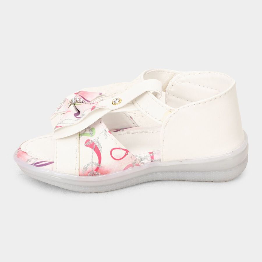 Girls' Solid Sandals, White, large