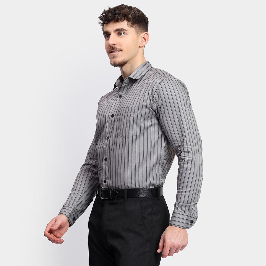 Men's 100% Cotton Casual Shirt , Light Grey, large image number null