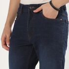 Men's Dark Indigo Blue Straight Fit Classic Jeans, गहरा नीला, small image number null