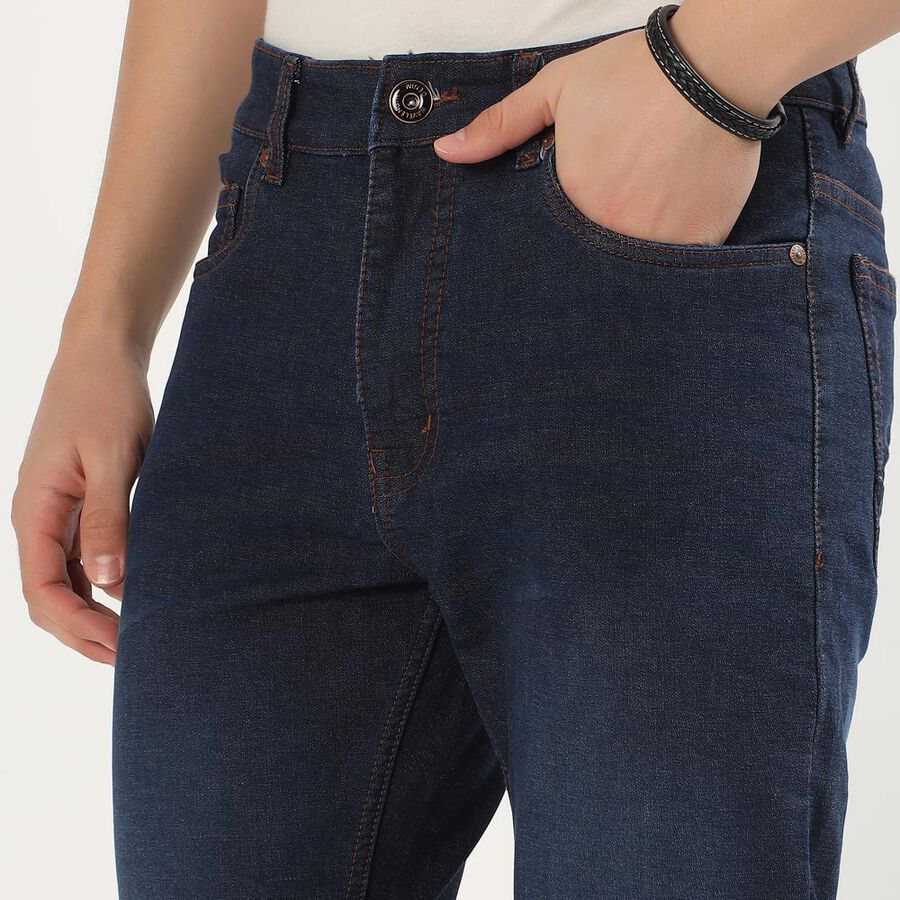 Men's Dark Indigo Blue Straight Fit Classic Jeans, गहरा नीला, large image number null