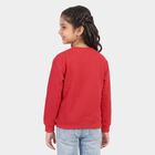 Girls' Fuchsia Crew Neck Pullover Sweatshirt, रानी (फ्यूशिया), small