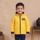 Boys Yellow Hooded Puffer Jacket, पीला, small