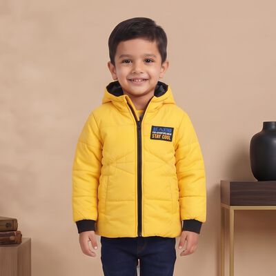 Boys Yellow Hooded Puffer Jacket