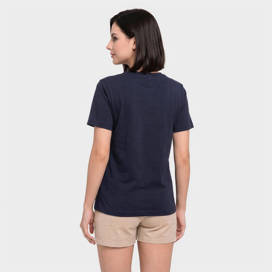 Women's Navy Blue Round Neck Regular T-Shirt, नेवी ब्लू, large