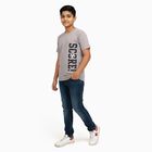 Boys Light Grey Round Neck Casual Half Sleeve T-Shirt, हल्का ग्रे, small image number null